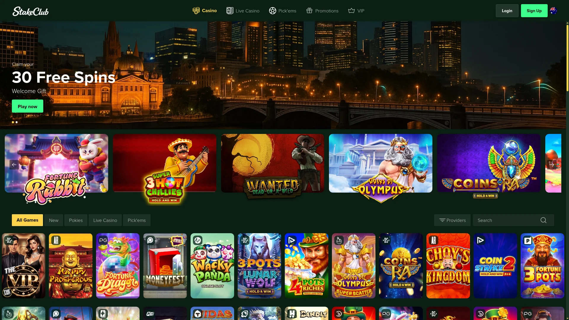 Stakeclub Casino desktop browser interface
